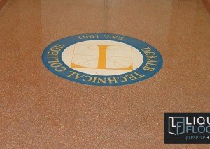 Industrial Flooring Epoxy Flooring Decorative Quartz Logo By Liquid Floors in Atlanta GA Tech Logo
