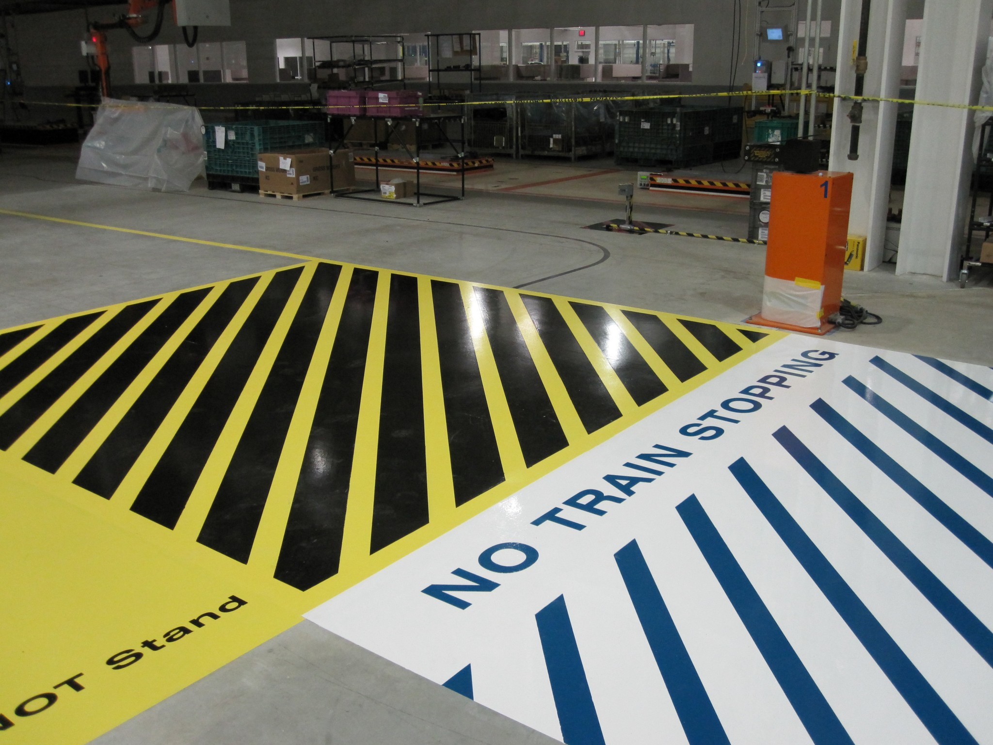 Industrial Automotive Epoxy Flooring Line Striping Installation